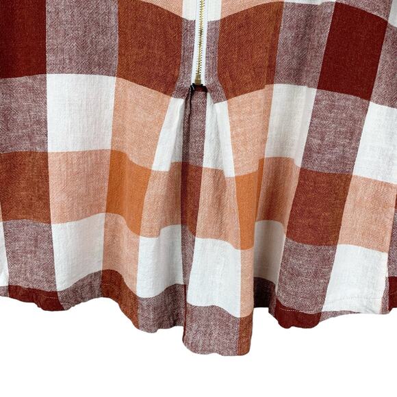 Soft Surroundings Carreaux Shirt Button Front Plaid Linen Blend Zipper Women’s M - Picture 7 of 9
